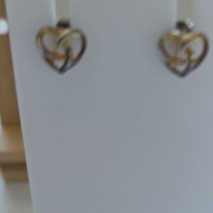 Elegant Gold and Silver Heart Earrings